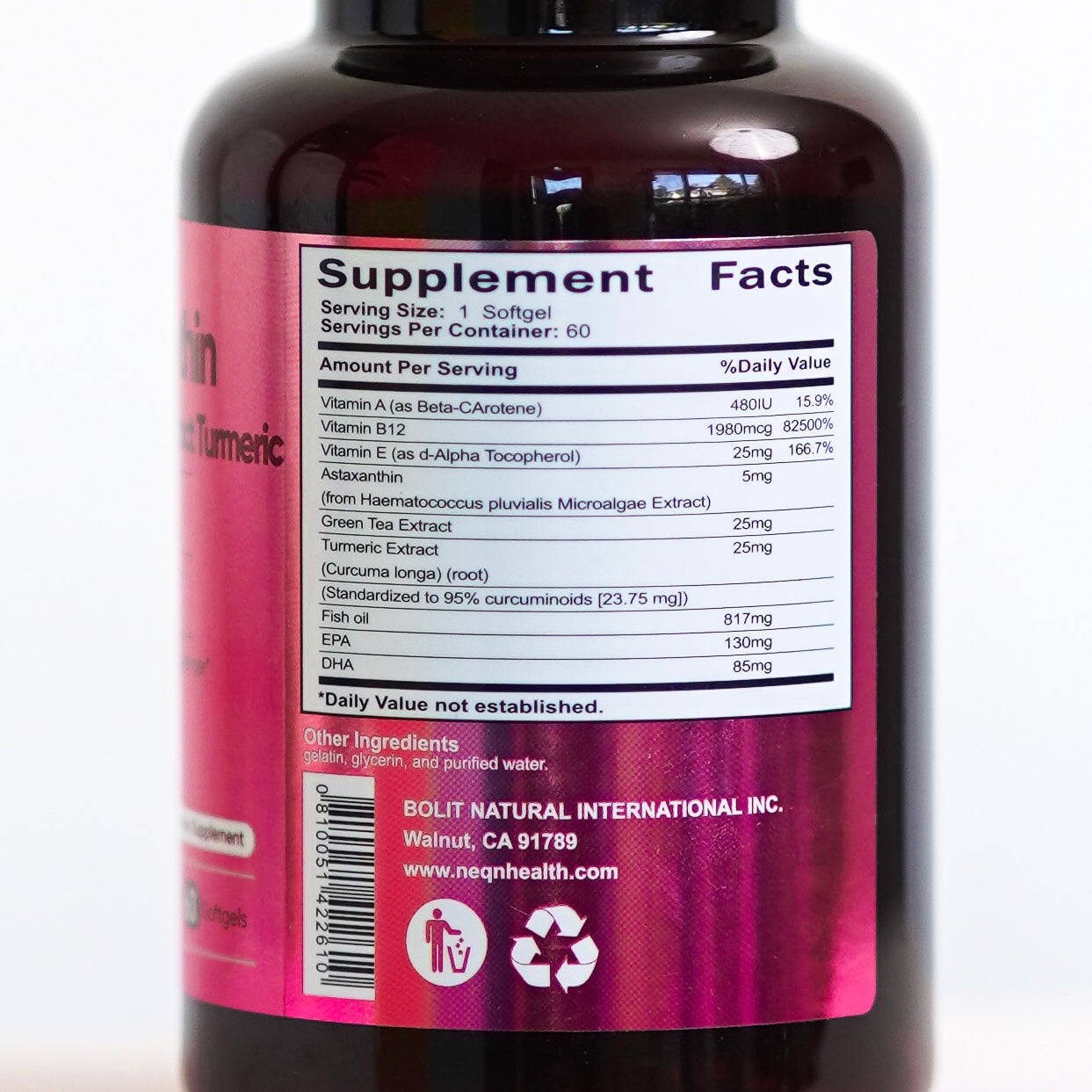 NEQNH Astaxanthin Green Tea Extract Tummeric Antioxidents EPA DHA